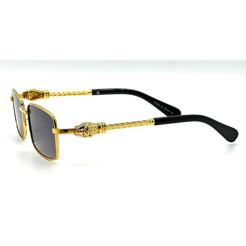 Gold Frame Black LensSunglasses Rectangle Fashion Shades Men‎ Migos Cholo Style
